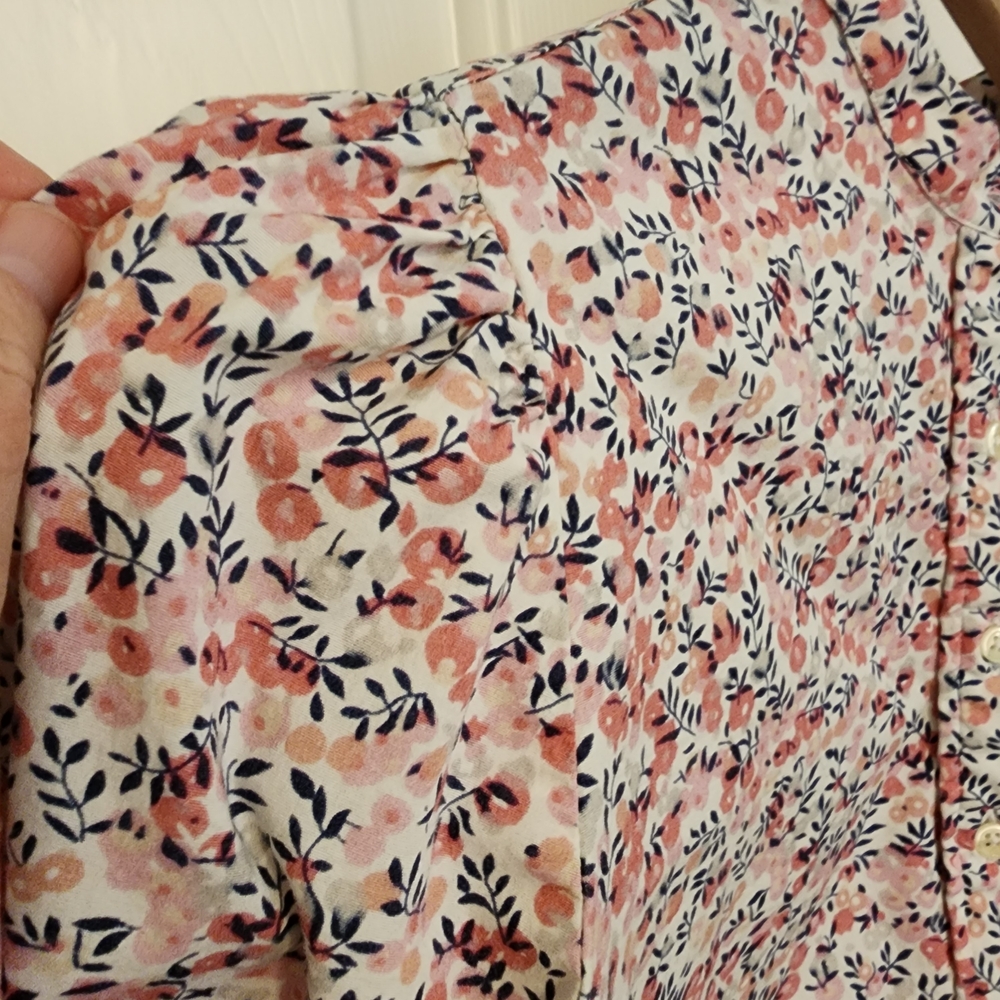 The Shirt by Rochelle Behrens Floral Button Down Shirt - Pink and White - Picture 6 of 7